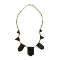 Harlow Black Enamel Five Station Geometric Necklace